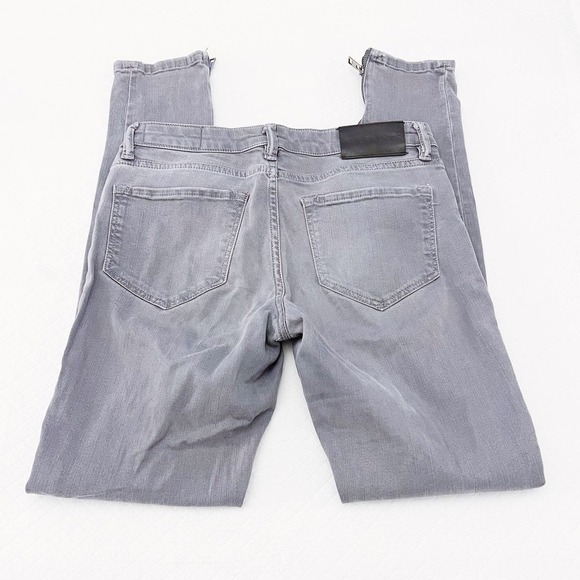 All Saints Low Rise Skinny Fit Gray Denim Jeans Accent Zipper SZ28 - Picture 3 of 8